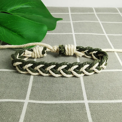 Retro Simple Style Color Block Cotton And Hemp Rope Wholesale Drawstring Bracelets