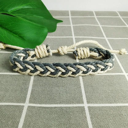 Retro Simple Style Color Block Cotton And Hemp Rope Wholesale Drawstring Bracelets