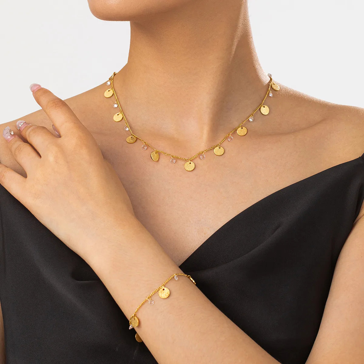 Retro Simple Style Commute Round Plastic Copper Imitation Gold  Women'S Jewelry Set