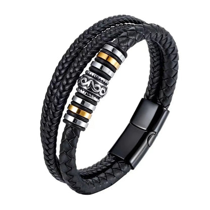 Retro Simple Style Cross Pu Leather Knitting Plating Men'S Bangle