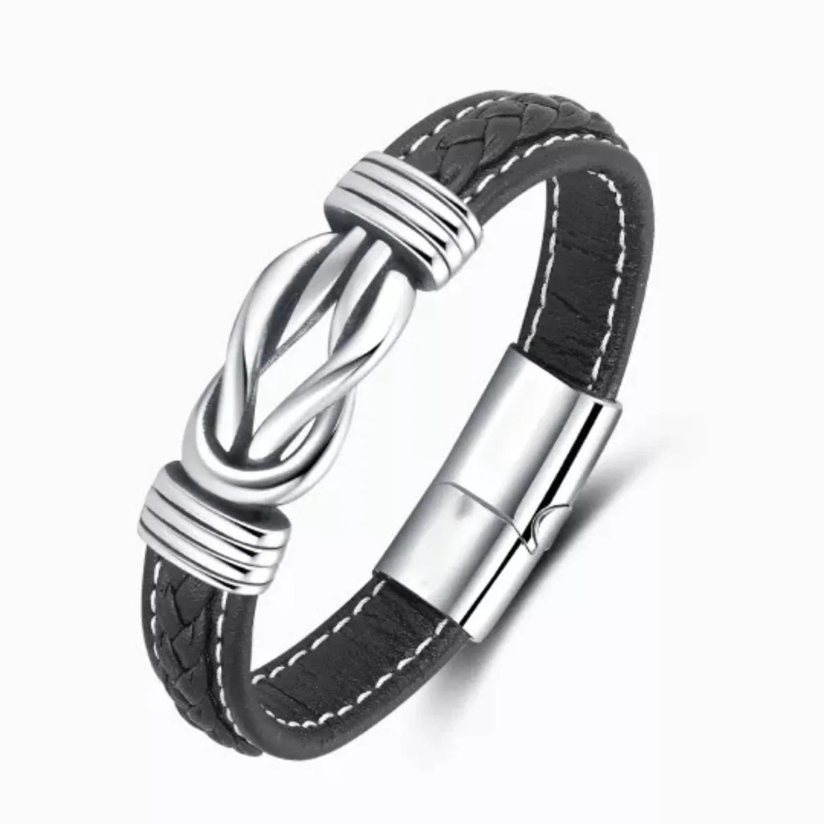 Retro Simple Style Cross Pu Leather Knitting Plating Men'S Bangle