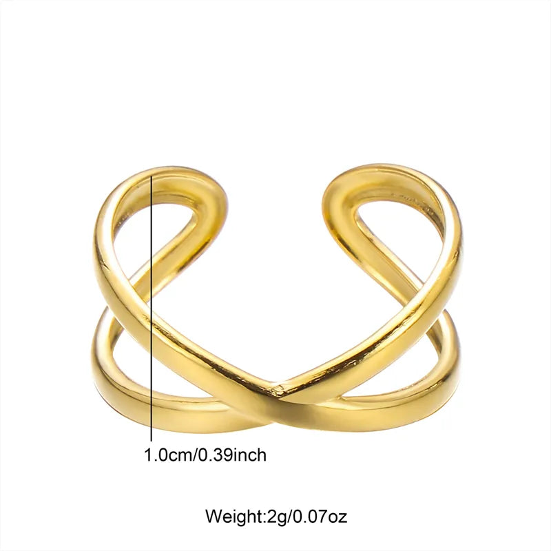 Wholesale Jewelry Retro Simple Style Cross Solid Color 304 Stainless Steel Open Rings