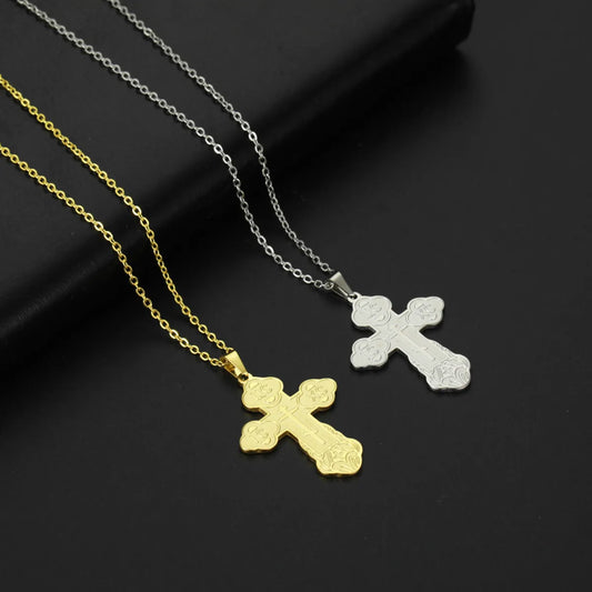 Retro Simple Style Cross Stainless Steel Plating Pendant Necklace