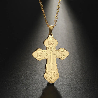 Retro Simple Style Cross Stainless Steel Plating Pendant Necklace