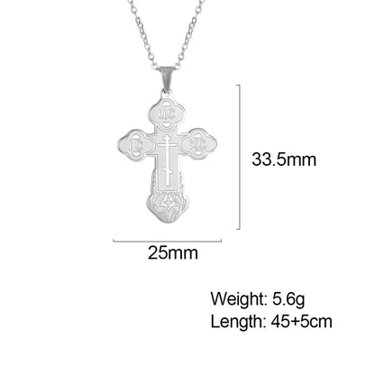 Retro Simple Style Cross Stainless Steel Plating Pendant Necklace