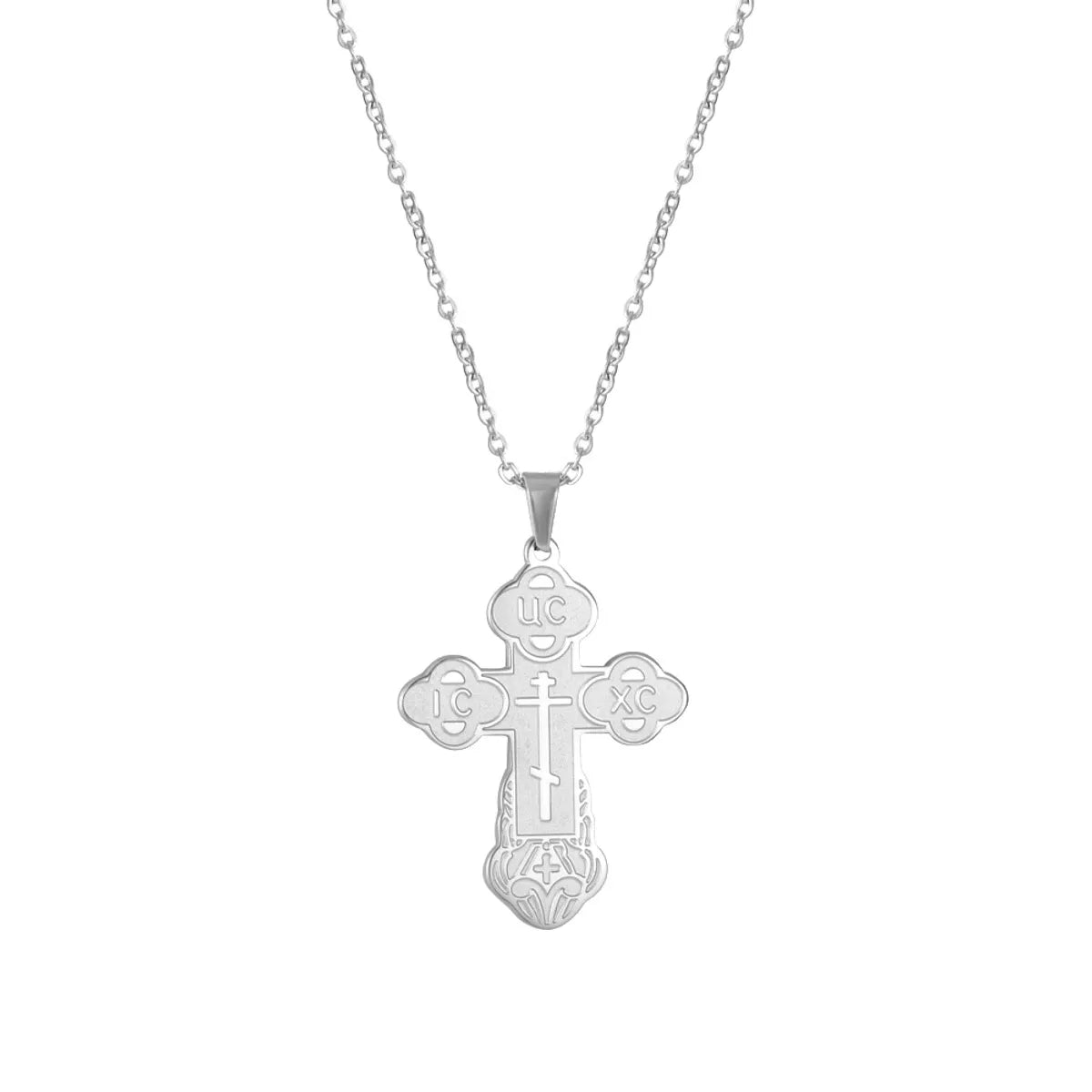 Retro Simple Style Cross Stainless Steel Plating Pendant Necklace