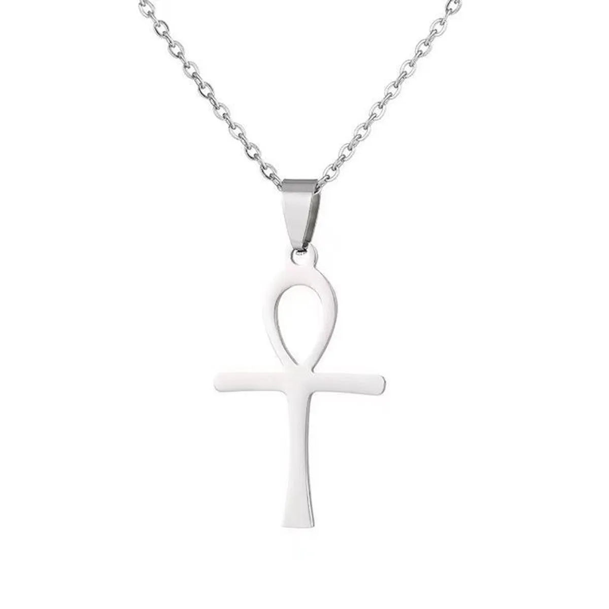 Retro Simple Style Cross Stainless Steel Plating Pendant Necklace