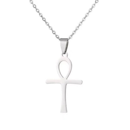 Retro Simple Style Cross Stainless Steel Plating Pendant Necklace