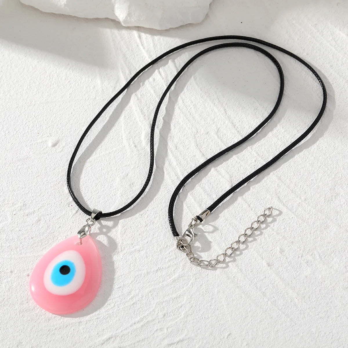 Retro Simple Style Devil's Eye Water Droplets Resin Leather Rope Women's Pendant Necklace