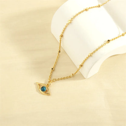 Retro Simple Style Eye Copper 18k Gold Plated Opal Pendant Necklace In Bulk