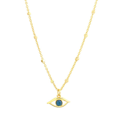 Retro Simple Style Eye Copper 18k Gold Plated Opal Pendant Necklace In Bulk