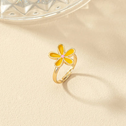 Retro Simple Style Flower Gold Plated Alloy Wholesale Rings