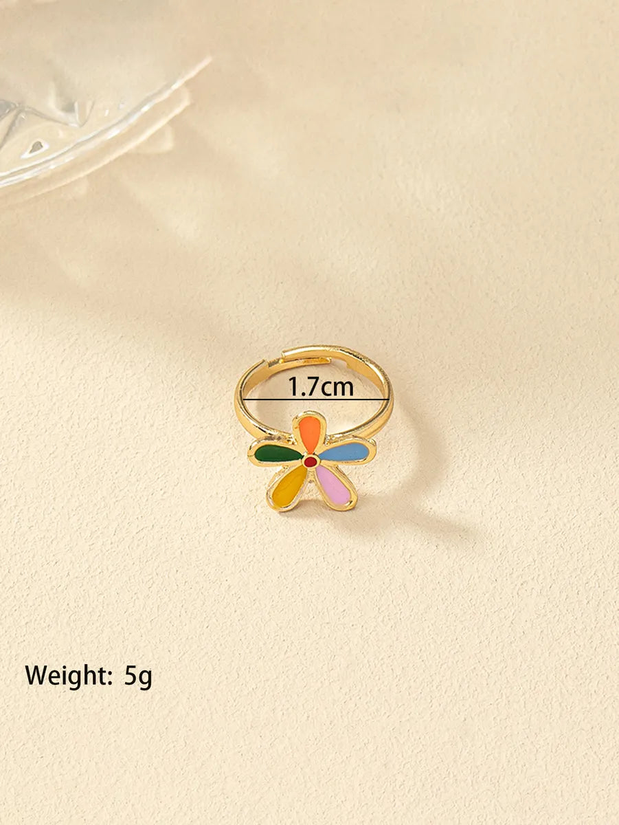 Retro Simple Style Flower Gold Plated Alloy Wholesale Rings