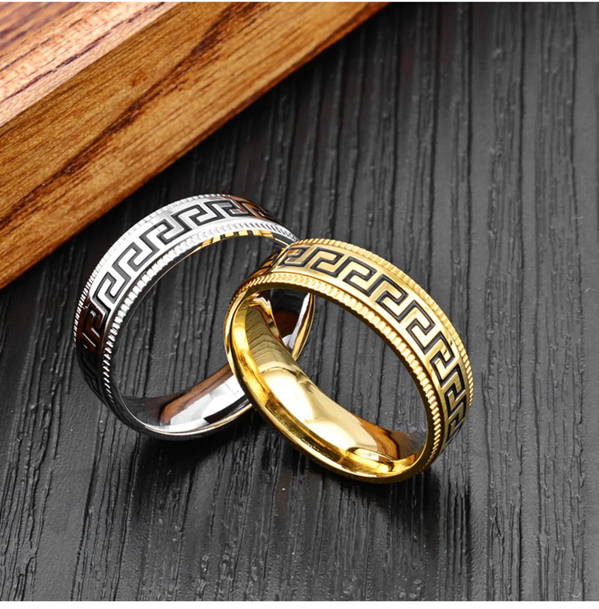 Retro Simple Style Geometric 201 Stainless Steel Enamel Unisex Rings