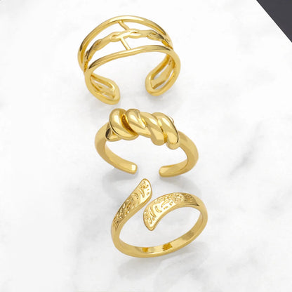 Retro Simple Style Geometric Copper Plating 18k Gold Plated Open Rings