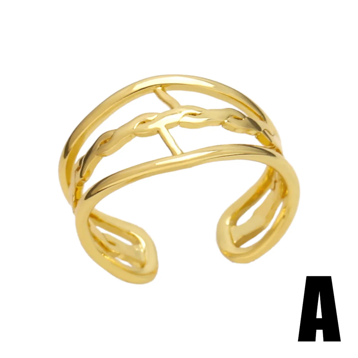 Retro Simple Style Geometric Copper Plating 18k Gold Plated Open Rings