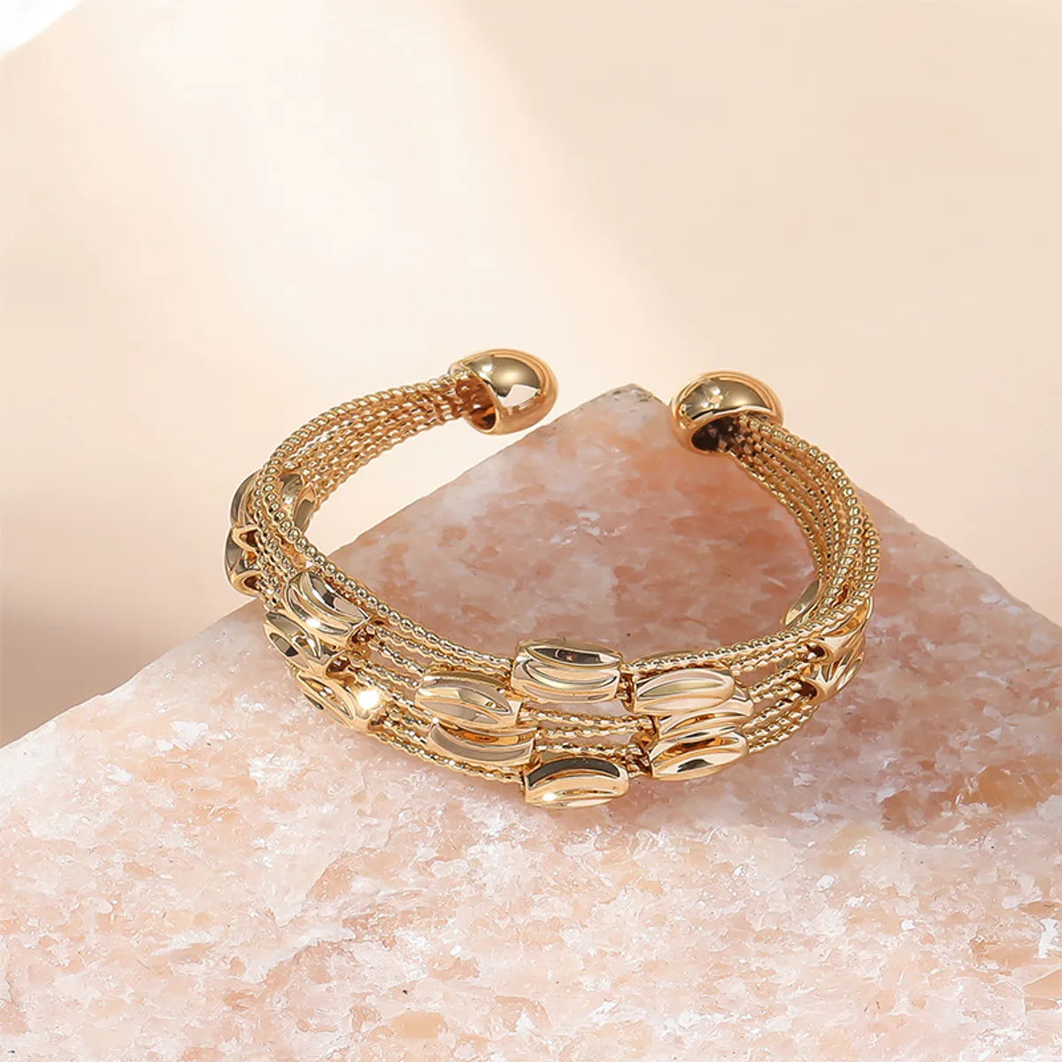 Retro Simple Style Geometric Copper Plating 18k Gold Plated Open Rings