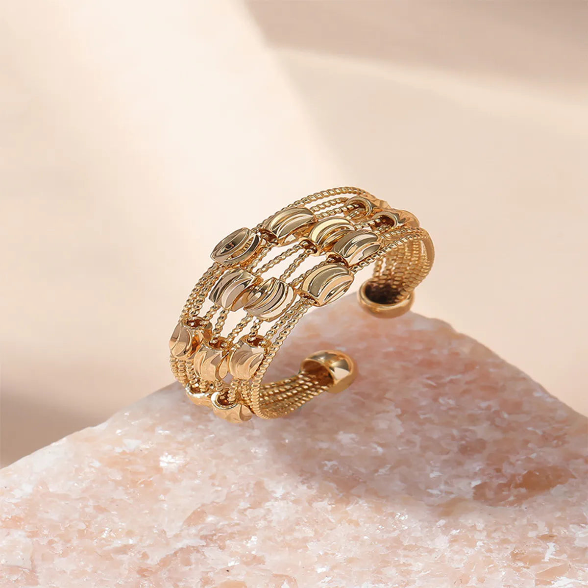 Retro Simple Style Geometric Copper Plating 18k Gold Plated Open Rings