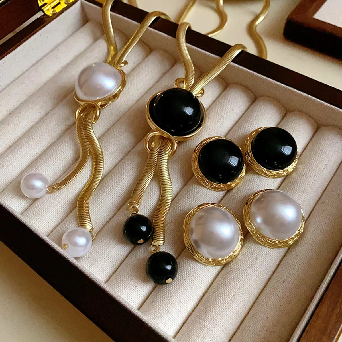 Retro Simple Style Geometric Imitation Pearl Alloy Copper Wholesale Jewelry Set