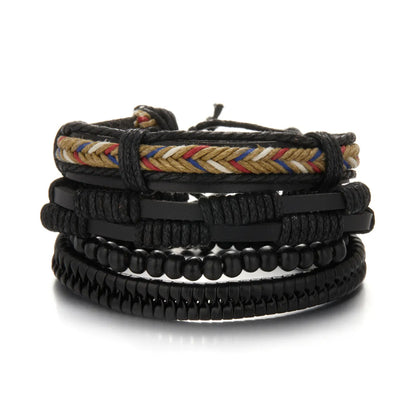 Retro Simple Style Geometric Pu Leather Men'S Bracelets