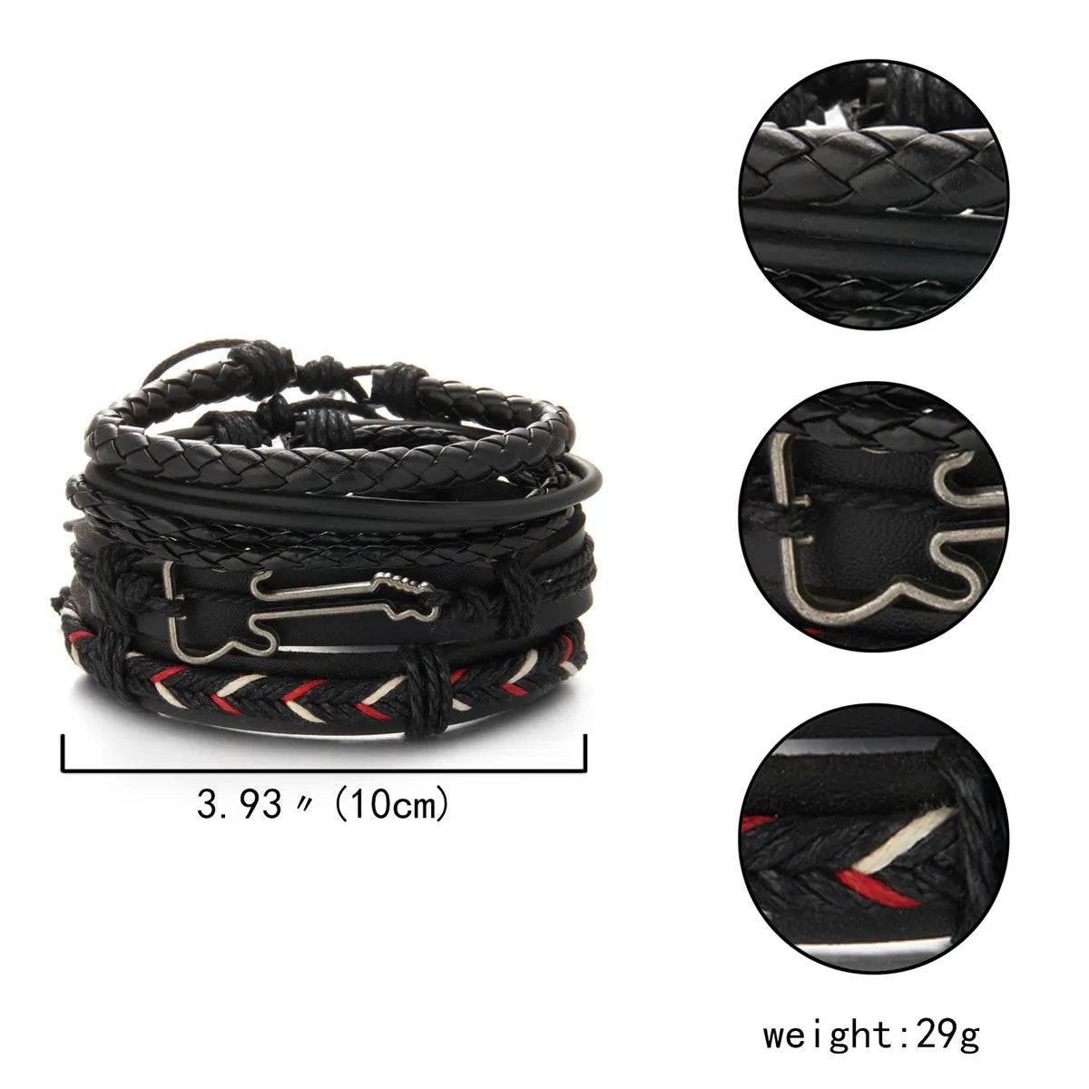 Retro Simple Style Geometric Pu Leather Men'S Bracelets