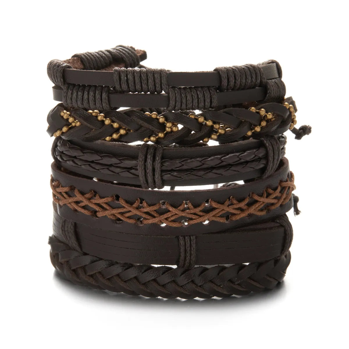 Retro Simple Style Geometric Pu Leather Men'S Bracelets