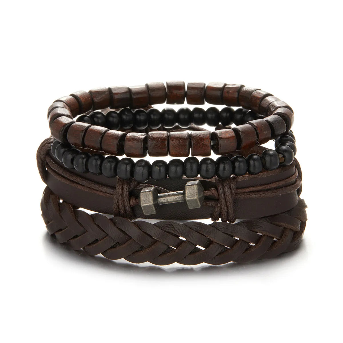 Retro Simple Style Geometric Pu Leather Men'S Bracelets