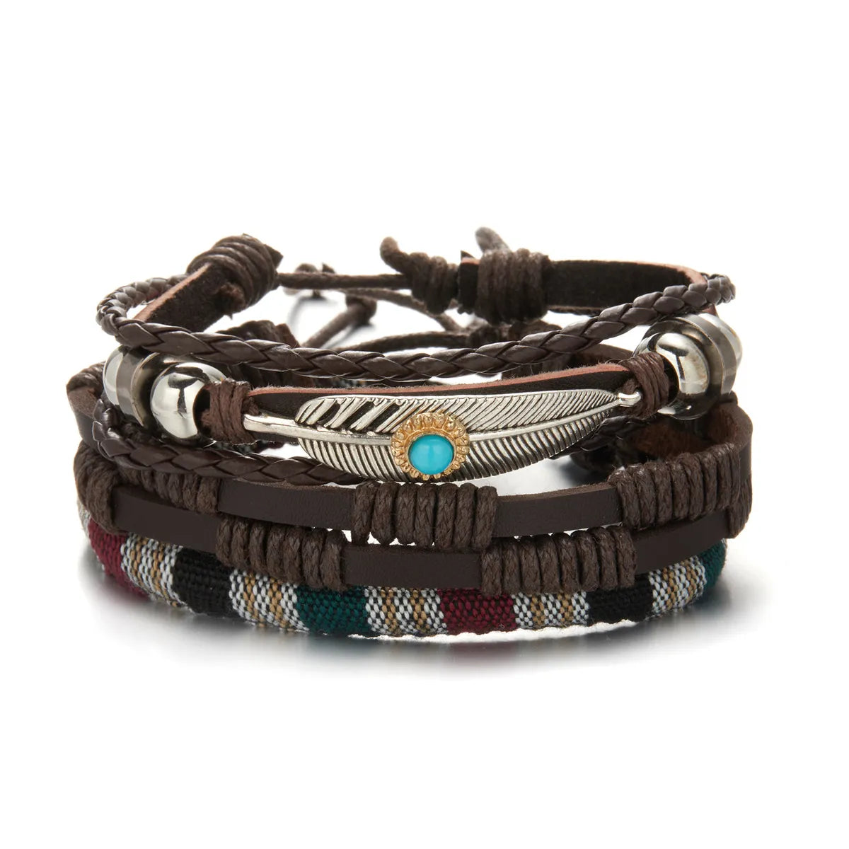 Retro Simple Style Geometric Pu Leather Men'S Bracelets