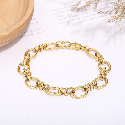 Retro Simple Style Geometric Solid Color Stainless Steel Plating 18k Gold Plated Bracelets