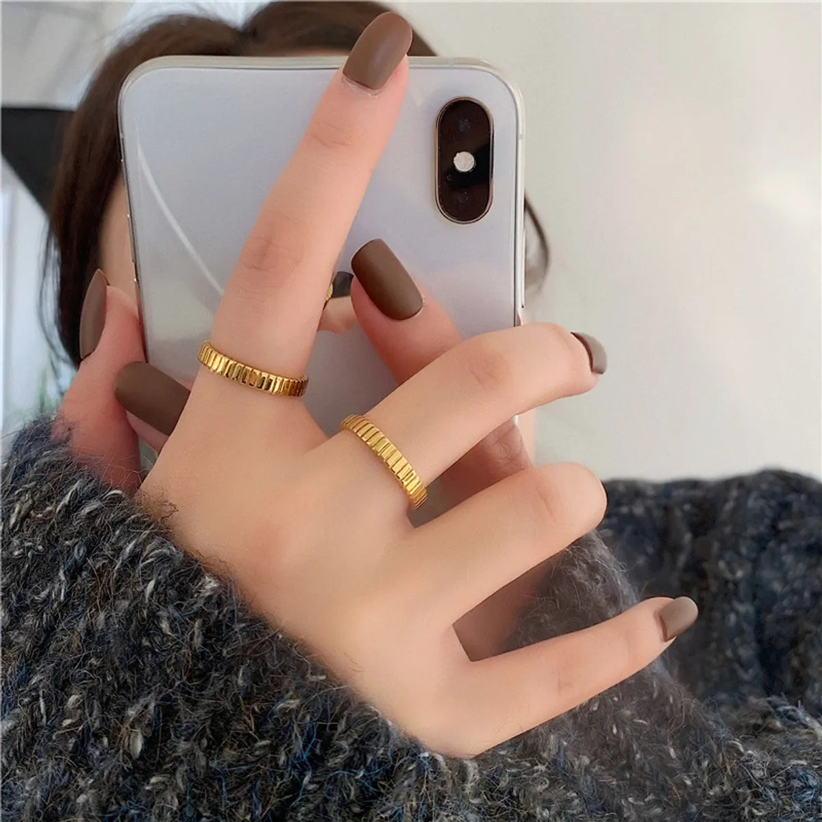 Retro Simple Style Geometric Stainless Steel Rings