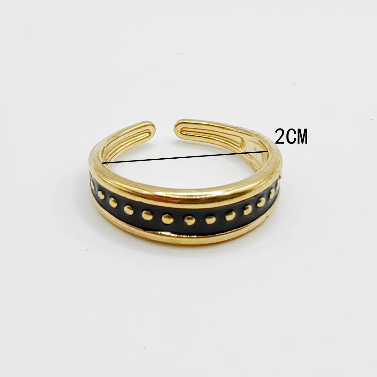 Wholesale Jewelry Retro Simple Style Geometric 304 Stainless Steel 14K Gold Plated Enamel Plating Open Rings