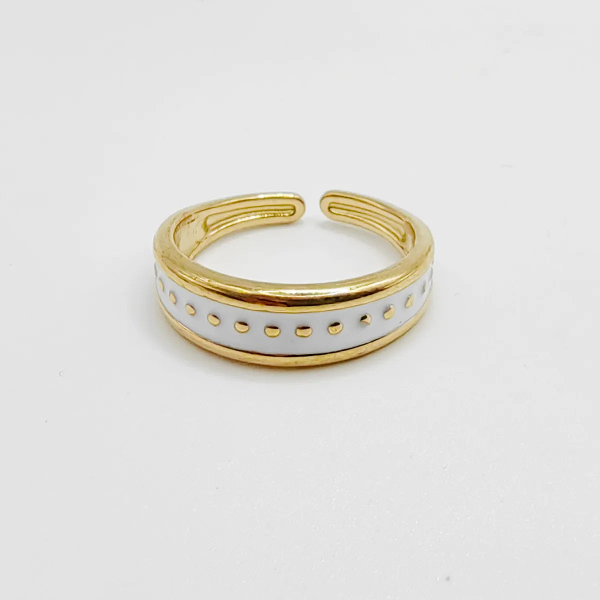 Wholesale Jewelry Retro Simple Style Geometric 304 Stainless Steel 14K Gold Plated Enamel Plating Open Rings