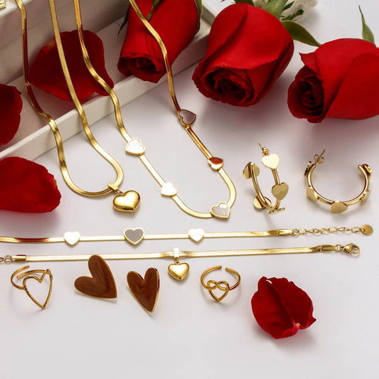 Wholesale Jewelry Retro Simple Style Heart Shape 304 Stainless Steel Plating Bracelets Earrings Necklace