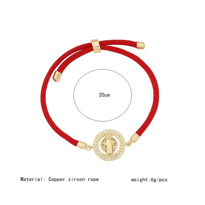 Retro Simple Style Human Round Rope Copper Plating Zircon Women'S Drawstring Bracelets