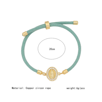 Retro Simple Style Human Round Rope Copper Plating Zircon Women'S Drawstring Bracelets