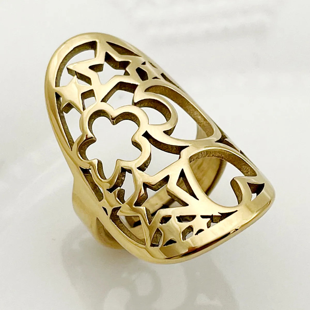 304 Stainless Steel 14K Gold Plated Retro Simple Style Plating Hollow Out Infinity Star Heart Shape Rings