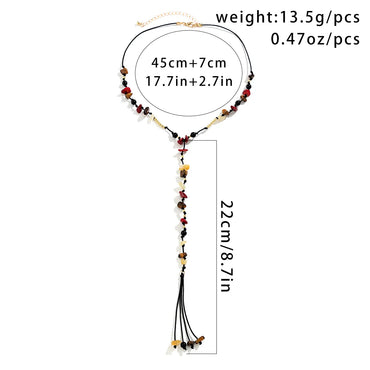 Retro Simple Style Irregular Turquoise Seed Bead Wax Line Beaded Tassel Women'S Sweater Chain