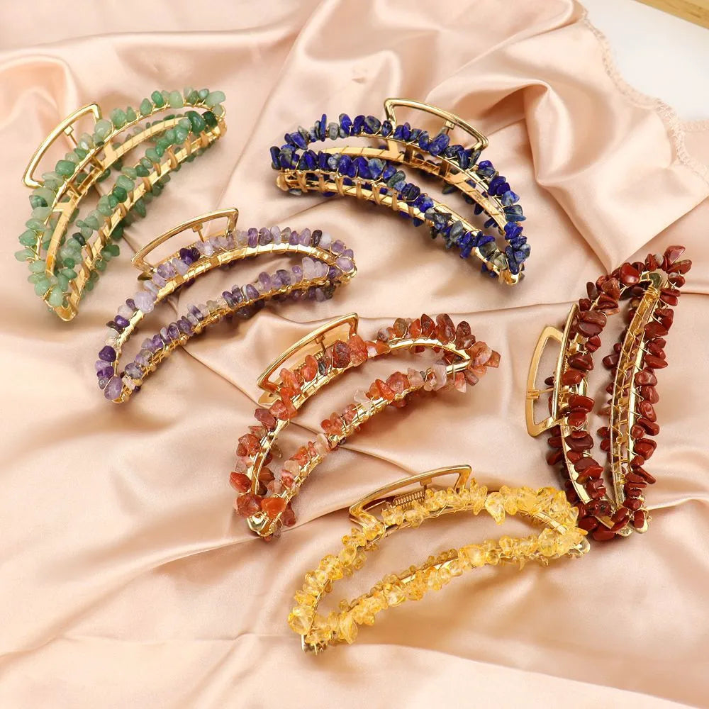 Retro Simple Style Moon Alloy Crystal Knitting Hair Claws