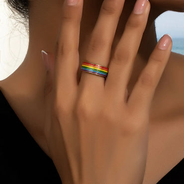 Retro Simple Style Rainbow Alloy Enamel Plating Women's Rings