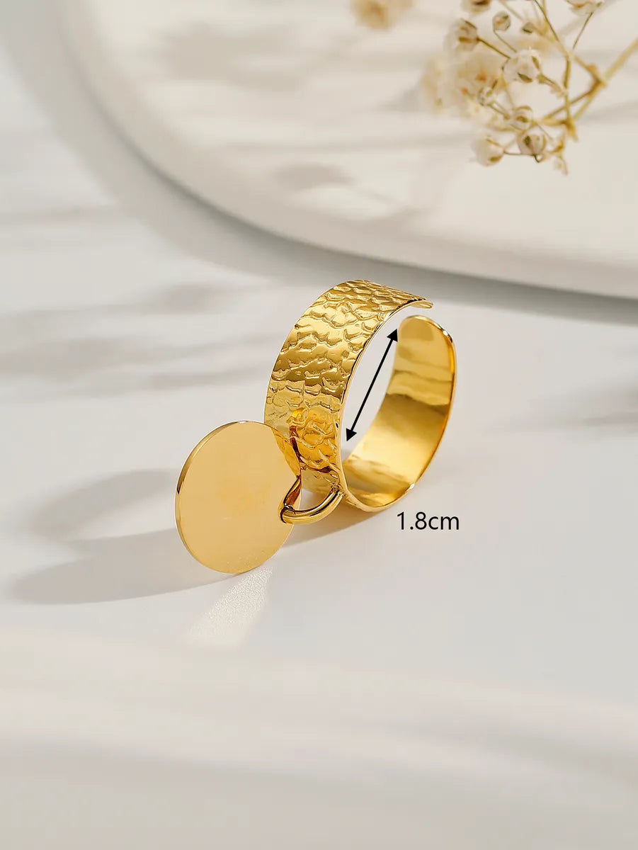 Retro Simple Style Roman Style Solid Color Stainless Steel Plating 18k Gold Plated Charm Rings