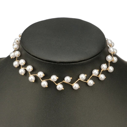 Retro Simple Style Round Imitation Pearl Alloy Women'S Choker