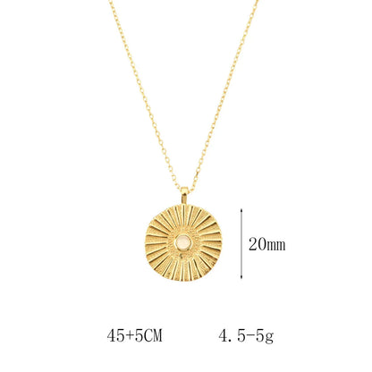 Retro Simple Style Round Sterling Silver Plating 18k Gold Plated White Gold Plated Pendant Necklace