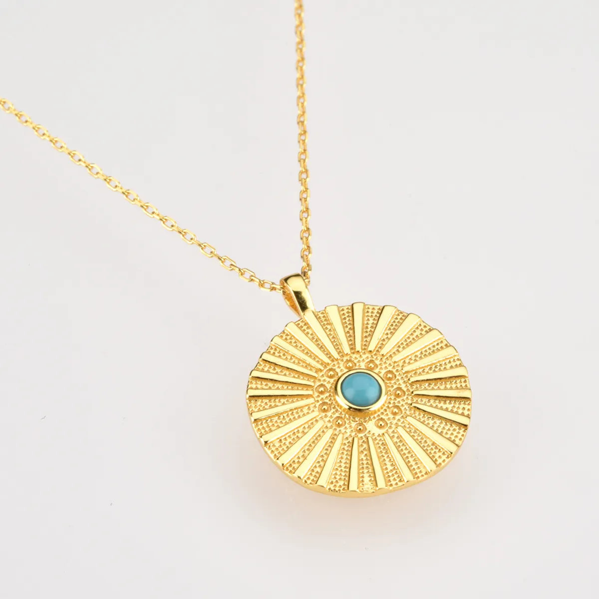 Retro Simple Style Round Sterling Silver Plating 18k Gold Plated White Gold Plated Pendant Necklace