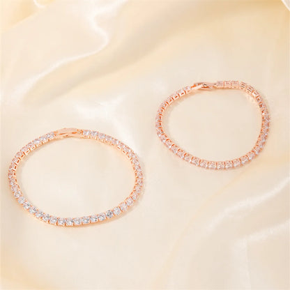 Retro Simple Style Square Copper Plating Inlay Zircon 14k Gold Plated Rose Gold Plated White Gold Plated Unisex Tennis Bracelet