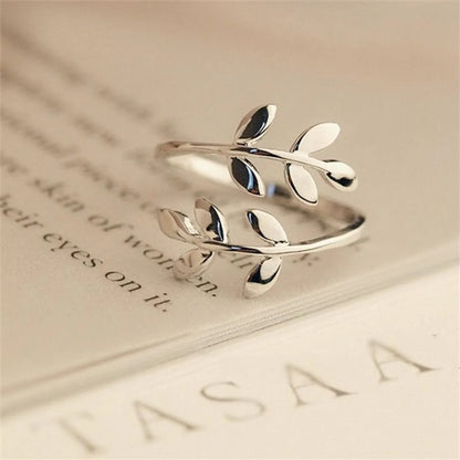 Retro Simple Style Streetwear Leaf Copper Open Ring