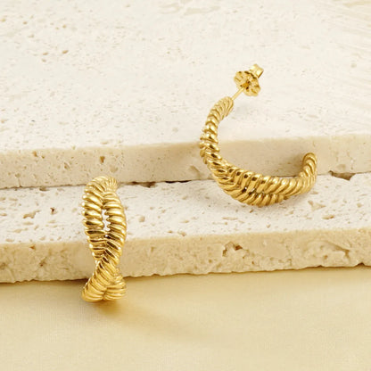 1 Pair Retro Simple Style Twist Plating Stainless Steel 18k Gold Plated Ear Studs