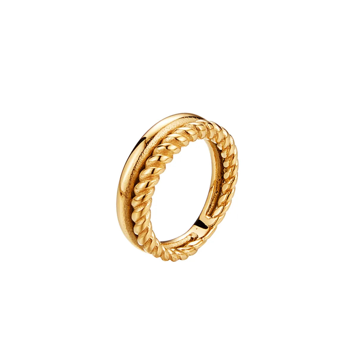 Retro Simple Style Twist Titanium Steel 18k Gold Plated Rings