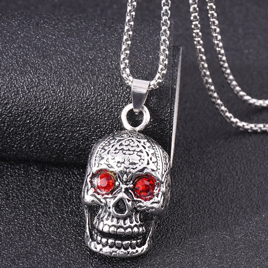 Retro Skull Alloy Inlay Rhinestones Men's Pendant Necklace 1 Piece