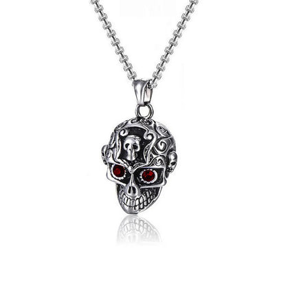 Retro Skull Inlay Rhinestones Men'S Pendant Necklace