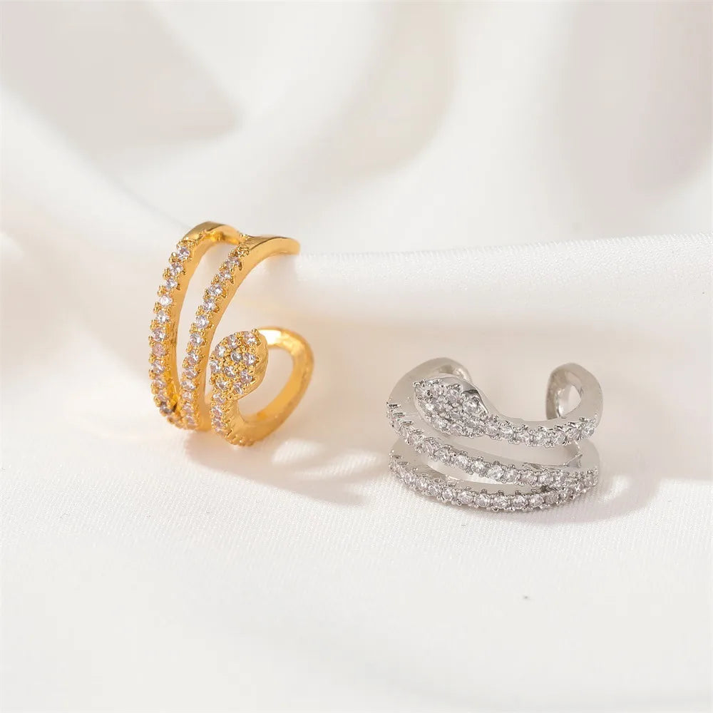 Retro Snake-Shaped Ear Clips Simple Full Diamond C-Shaped Ear Bone Clip Fashion Earrings Wholesale Nihaojewelry